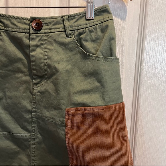Anthropologie Meadow Rue size 2 Patchwork Skirt Olive Green/Brown - Picture 10 of 14